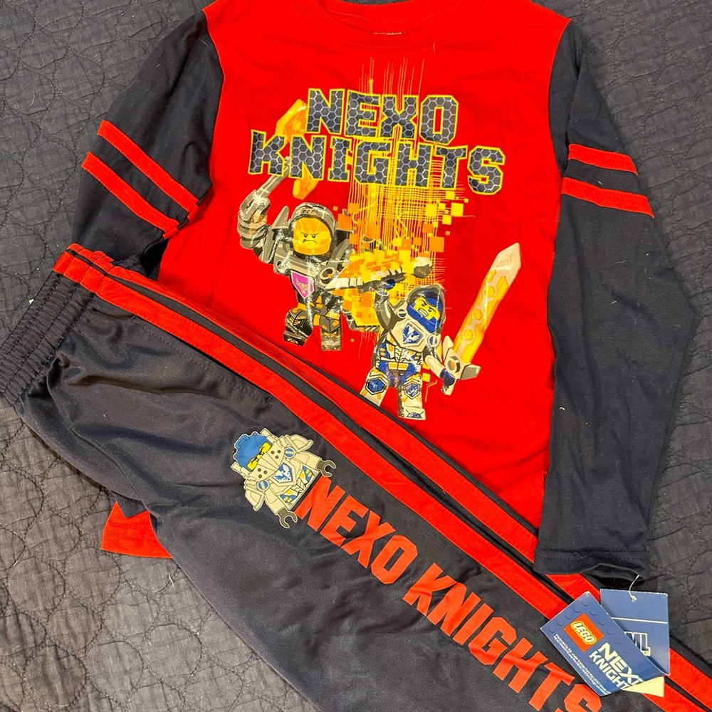 Nexo Knights athletic set boy shirt size 7 pants size 6